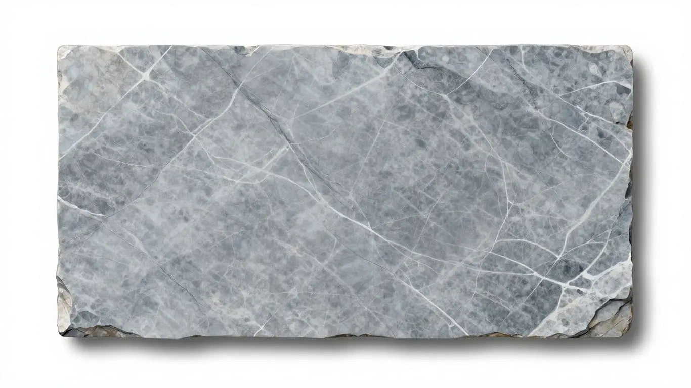 Sketch of Tundra Gray marble tiles with cool blue-gray tones.