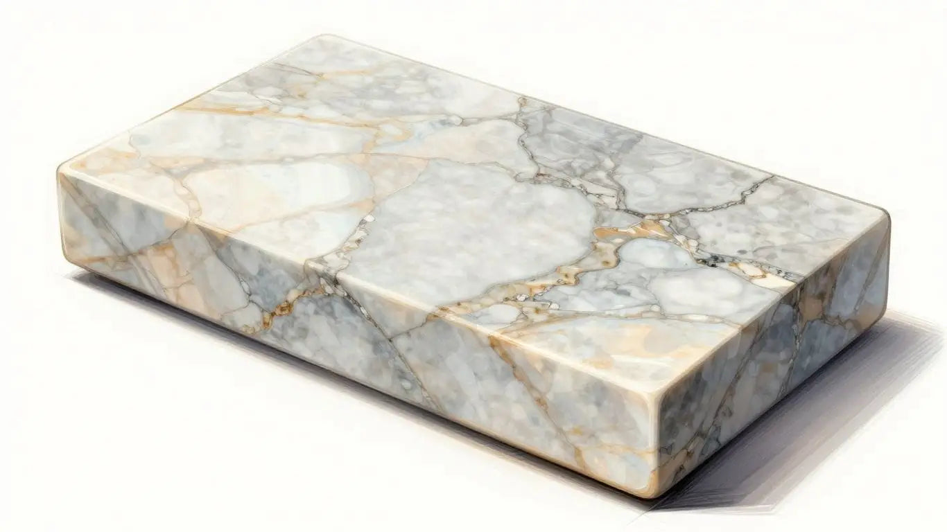 Polished dolomite marble slabs with intricate veining.