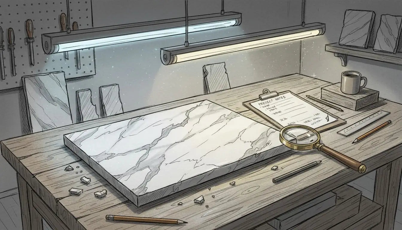 Close-up of marble slab showing crystals