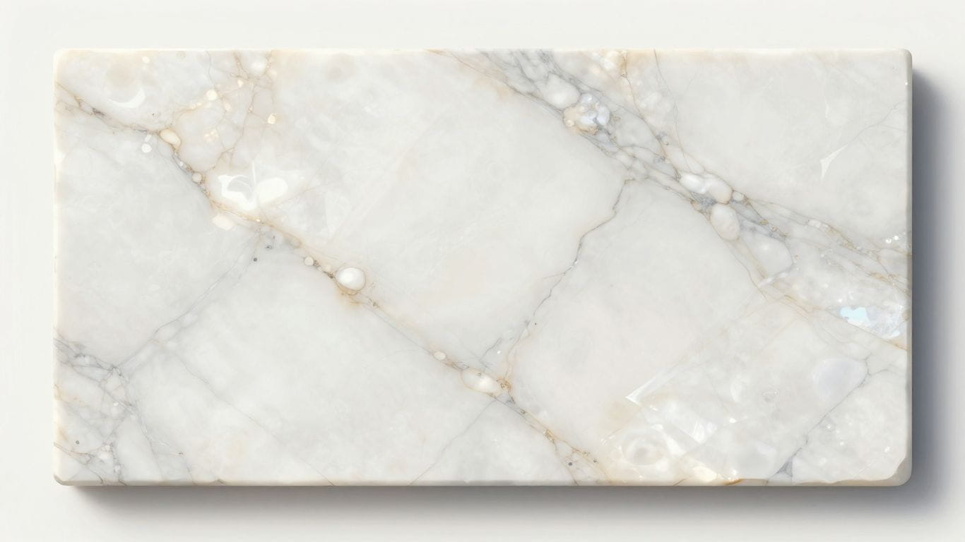Sketch of white pearl marble slabs with subtle veining.