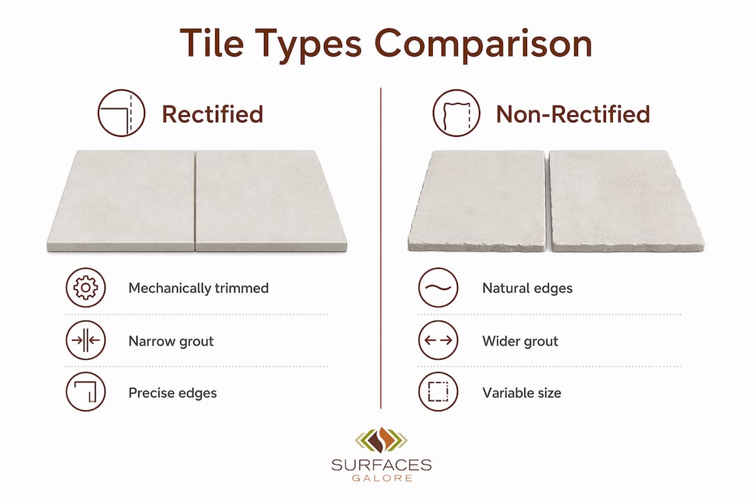 Infographic comparing rectified and non-rectified tiles