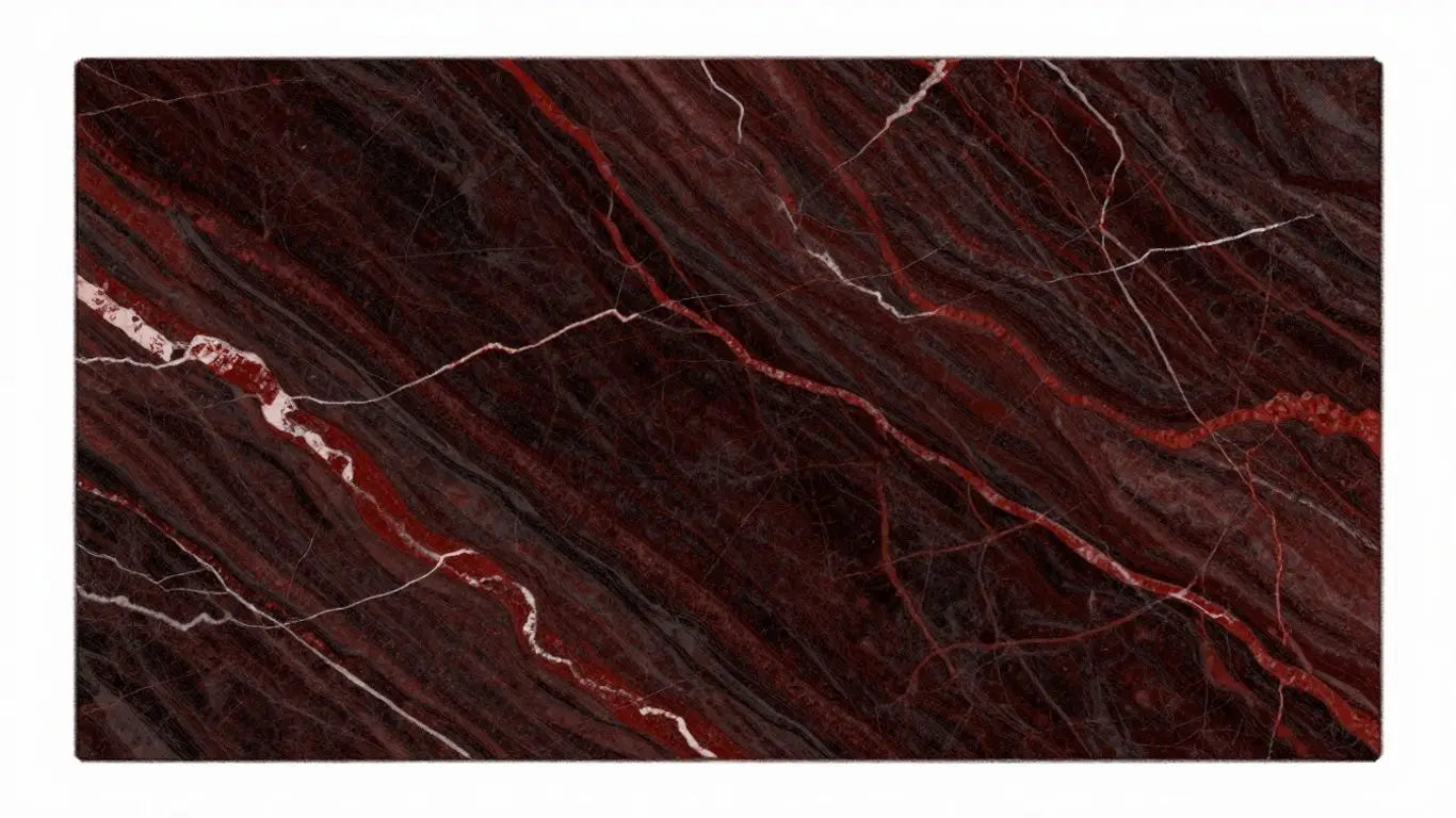 Rosso Levanto marble sketch with red veins