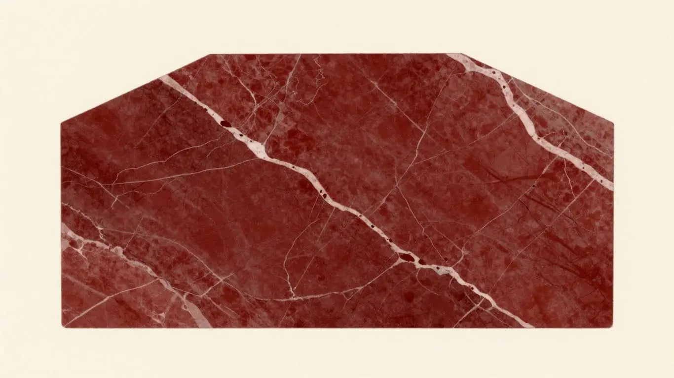 Rojo Alicante marble sketch with red veins.