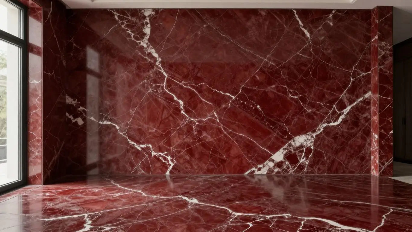 Rosso Levanto marble interior design sketch