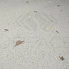 Speckled Riviera Quartz countertop with scattered debris in polished tile display