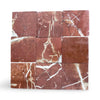 Nine red marble tiles with white and beige veining for Rojo Alicante 4X4 Tumbled product