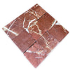 Square mosaic tiles made of Red Marble with white and beige veining for Rojo Alicante 4X4 Tumbled