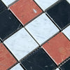 Mosaic tile pattern featuring Rojo Alicante, Carrara White, and Nero Marquina 2X2