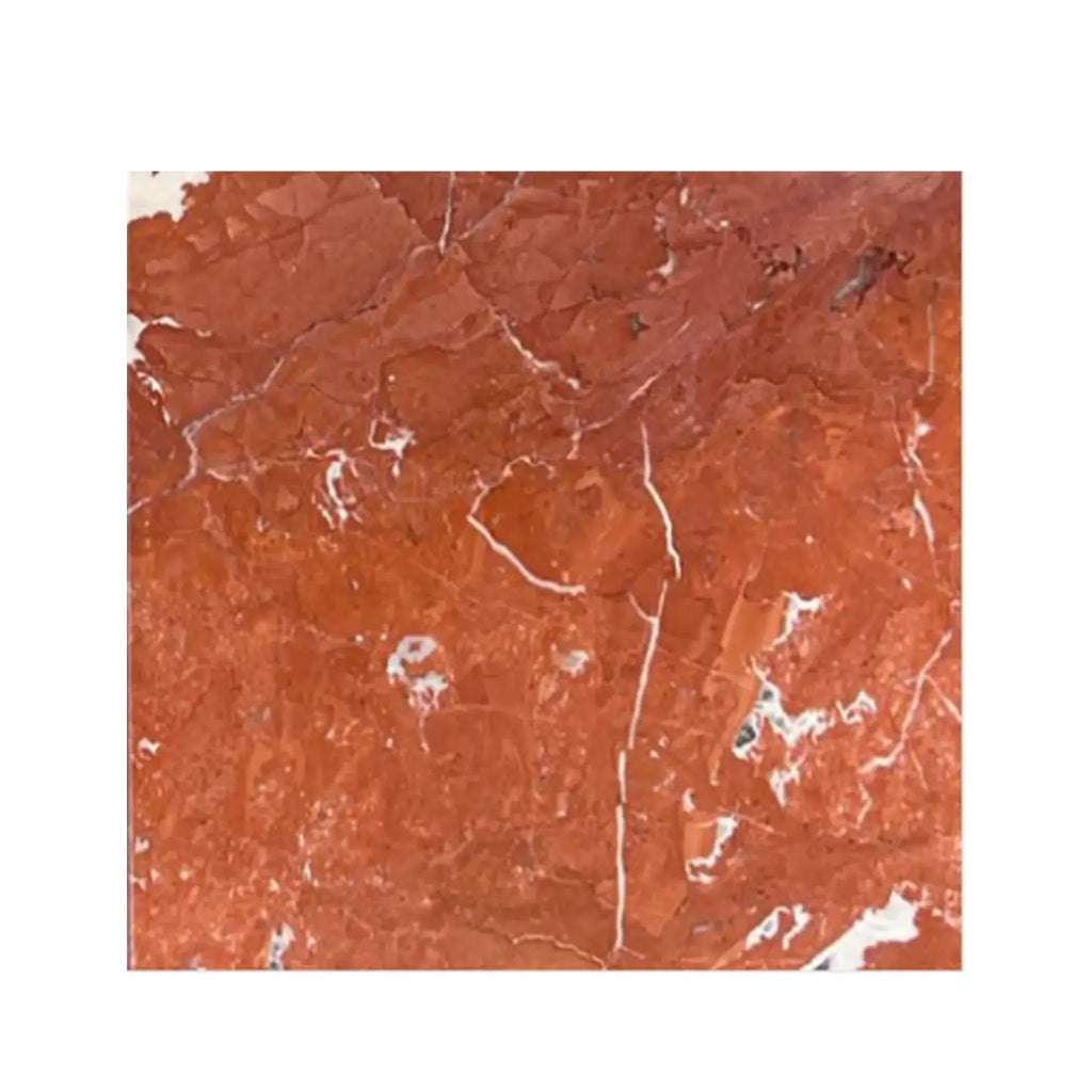 Red marble tile with white veining in Rojo Alicante Marble 12X12 Honed-Polished