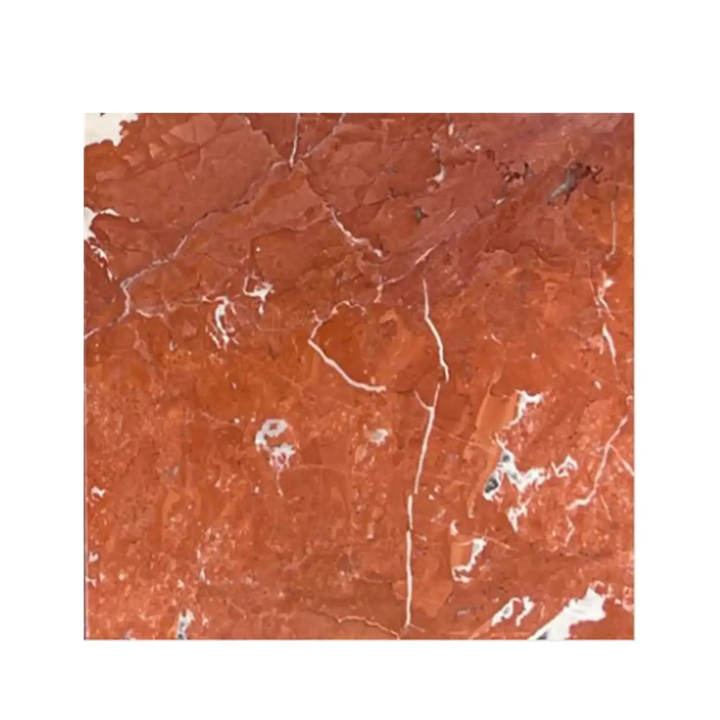 Red marble tile with white veining in Rojo Alicante Marble 12X12 Honed-Polished