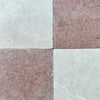 Four square Rosso Verona Marble 12X12 Tumbled tiles showcasing elegant design