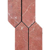 Red marble mosaic tiles in Rojo Alicante Marble 3’’ X 12’’ Picket Mosaic design