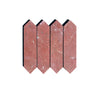 Red marble picket fence tiles from Rojo Alicante Marble 3’’ X 12’’ Picket Mosaic