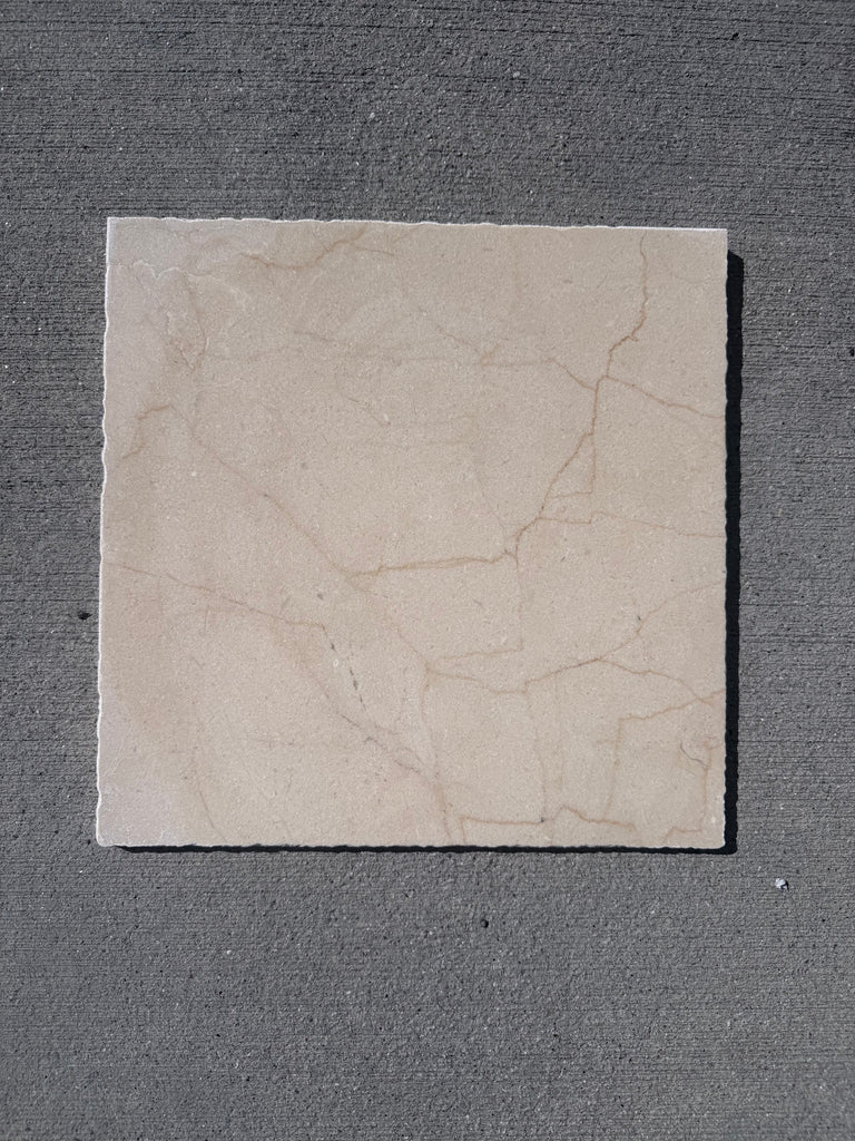 Rojo Alicante rustic modern tumbled beige marble tile with subtle veining