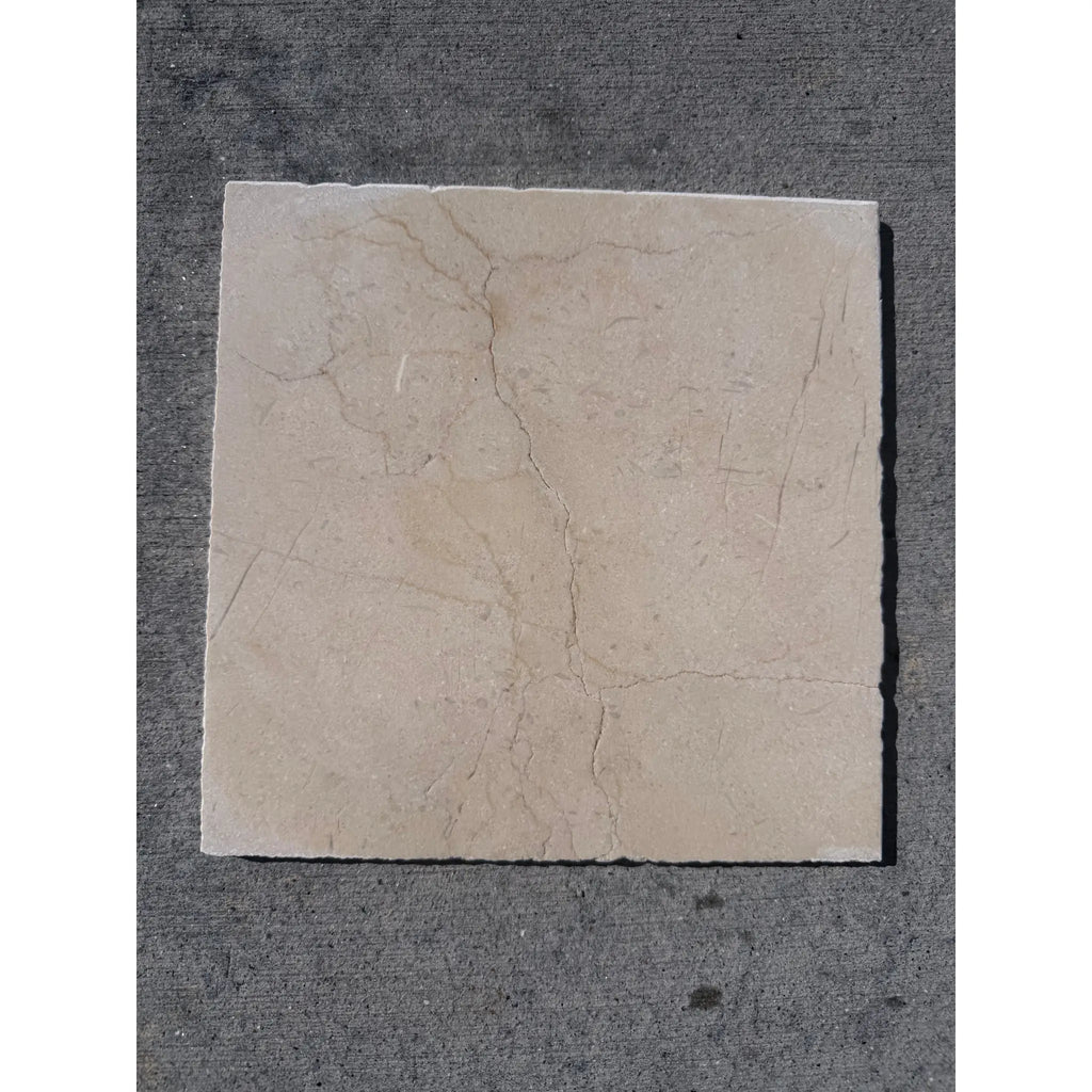 Rojo Alicante rustic modern tumbled beige marble tile with natural veining