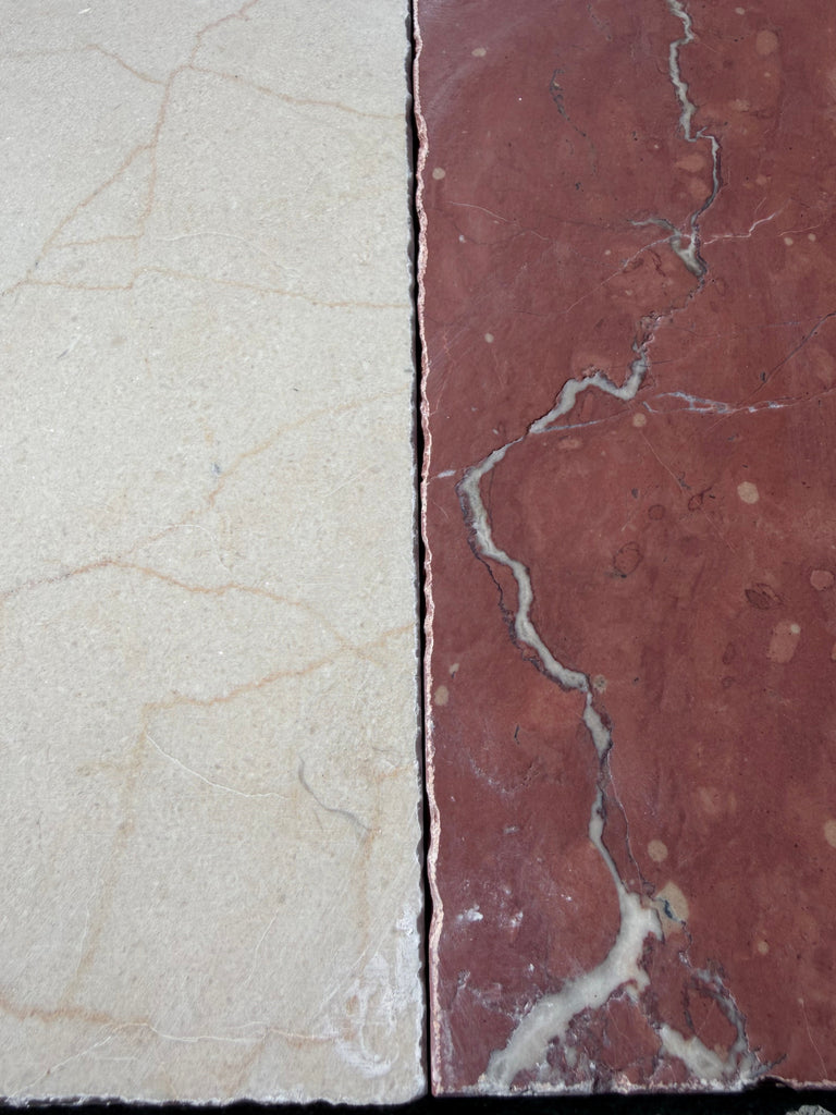 Red marble slab Rojo Alicante Rustic Modern Tumbled with white veining speckles