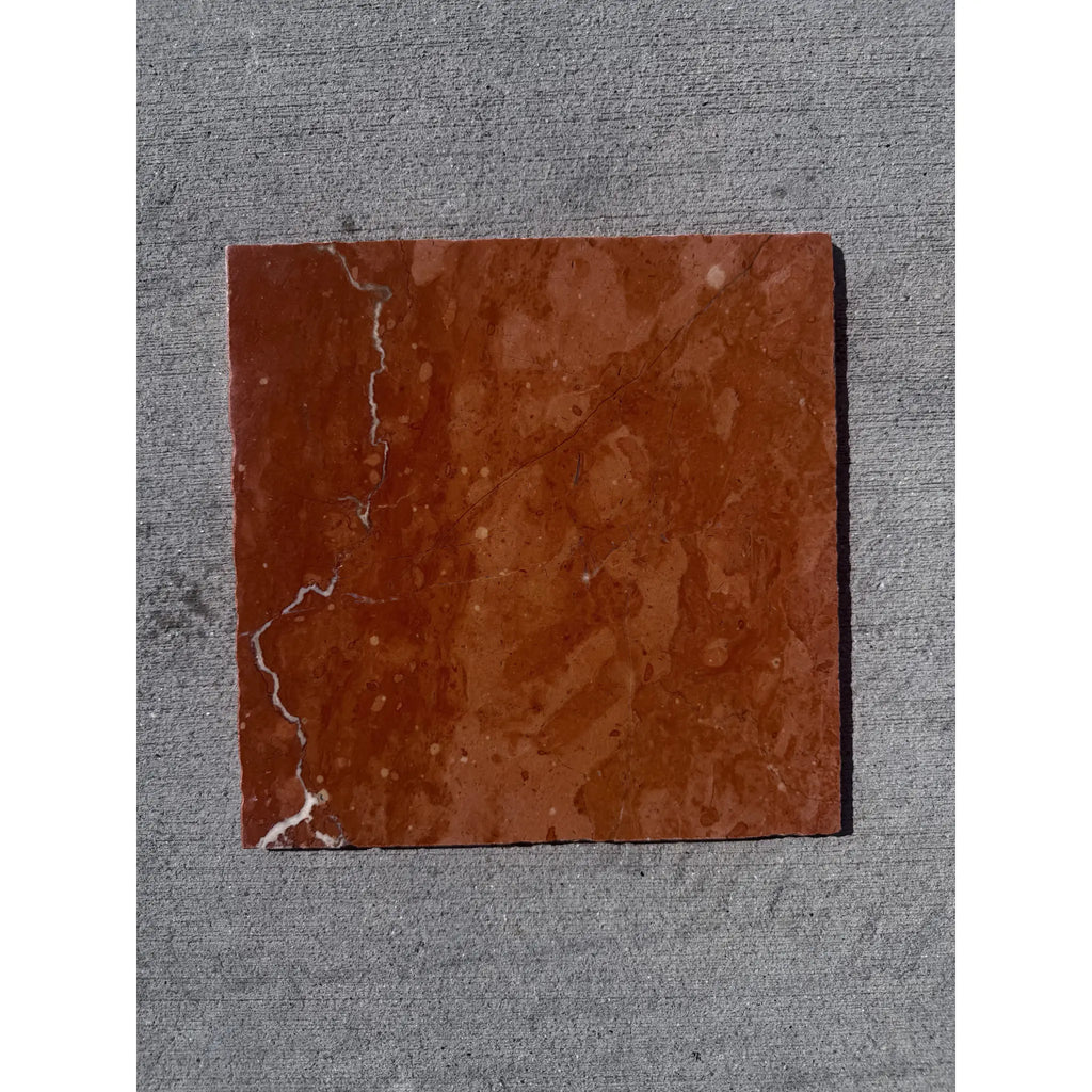 Rojo Alicante Rustic Modern Tumbled reddish-brown marble tile with veining