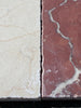Rojo Alicante Rustic Modern Tumbled tiles: creamy white beige vein, red white streaks
