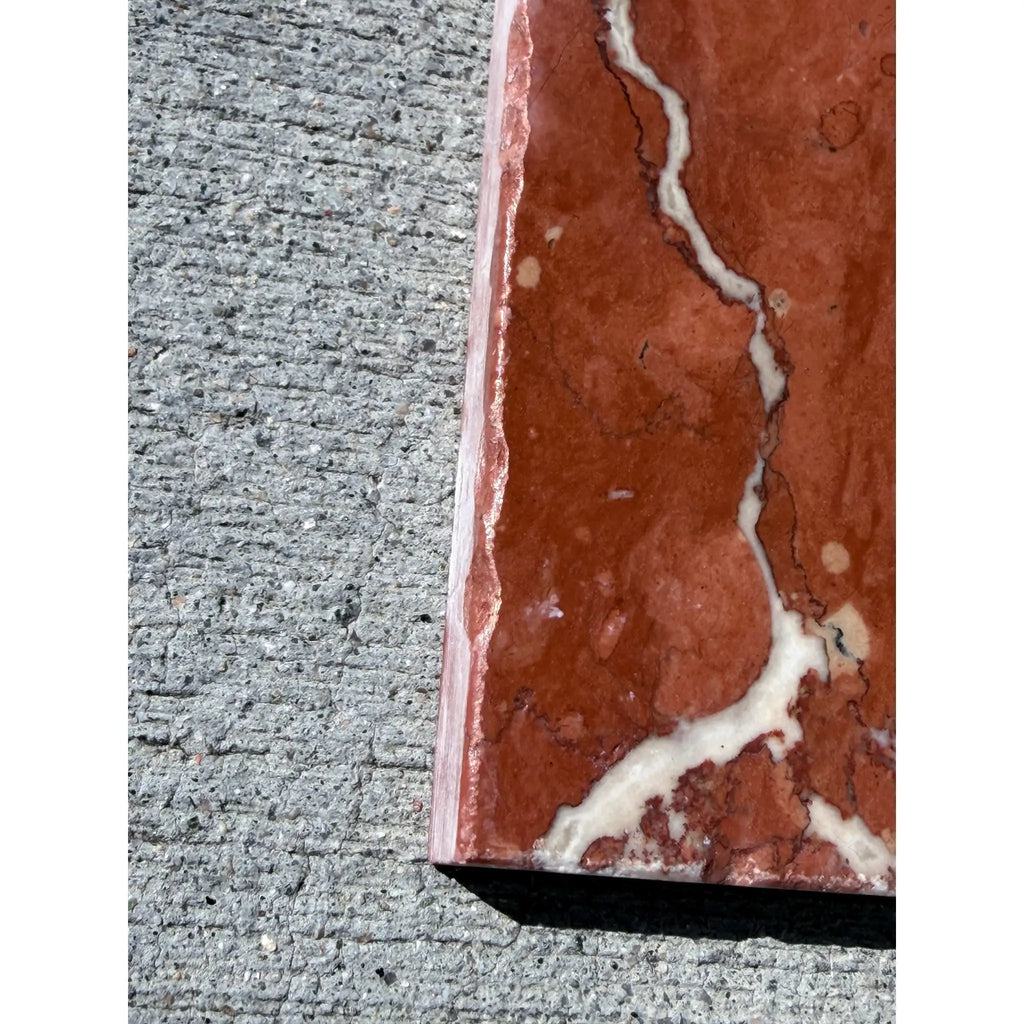 Rojo Alicante Rustic Modern Tumbled red marble slab with white veining