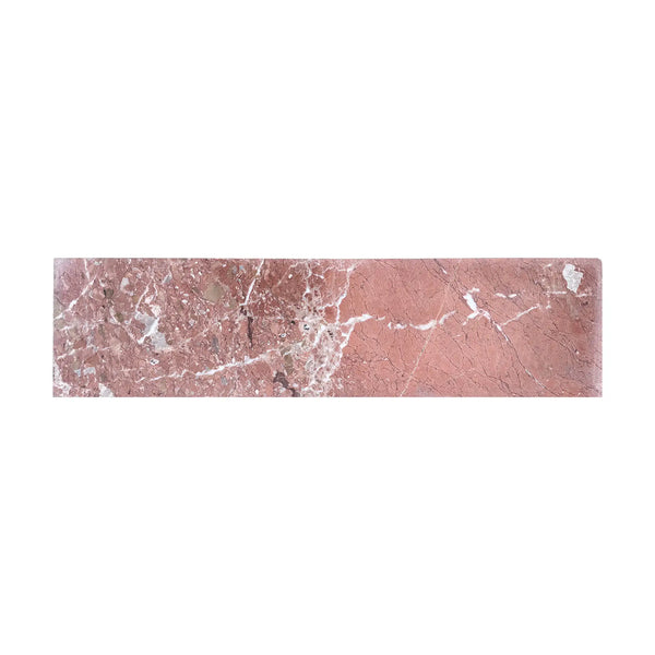 Rojo Imperial Strip Marble 6X24 pink tile with white gray veining
