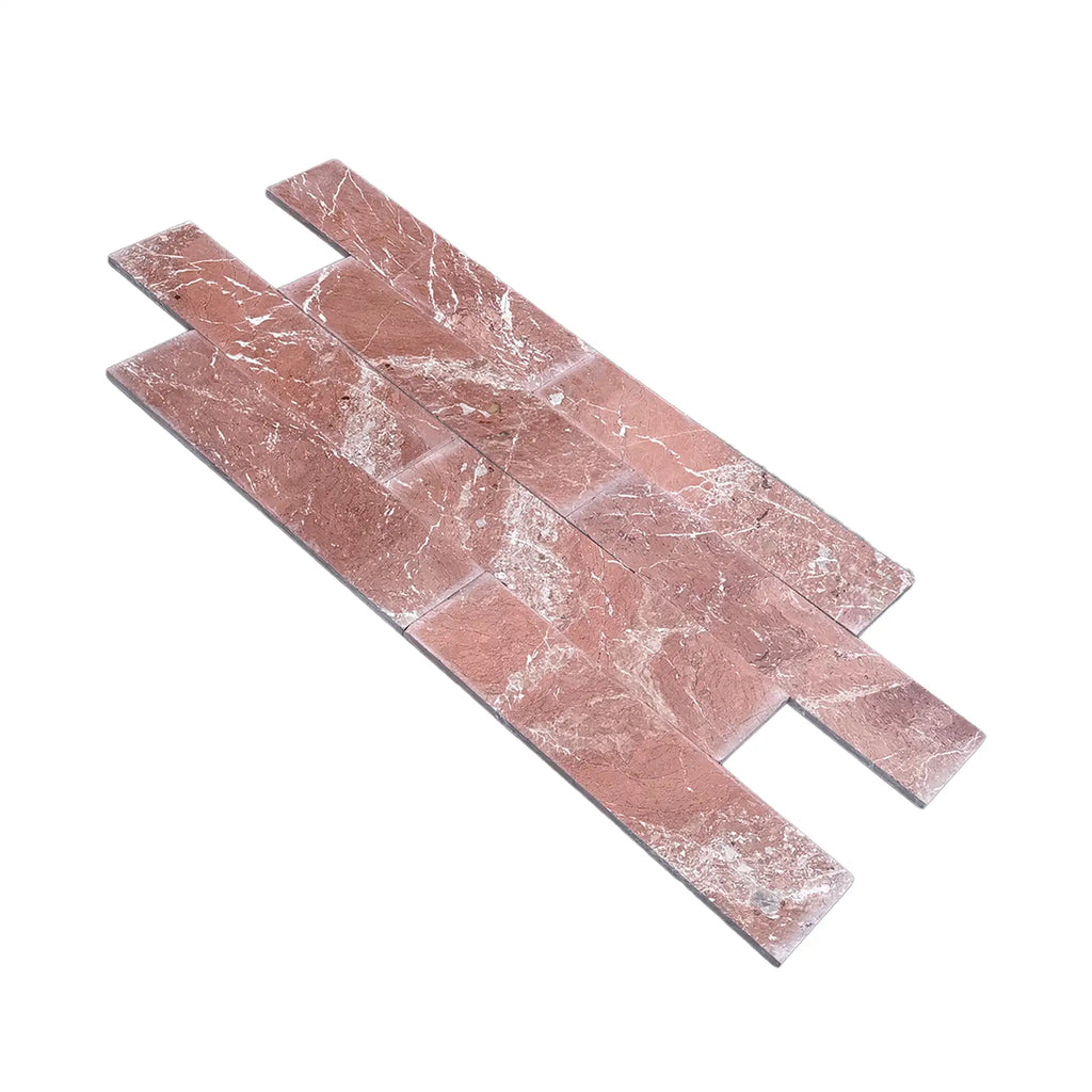 Rojo Imperial Strip Marble 6X24 rose gold tile with polished veining