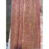A rectangular slab of rojo red vein-cut travertine stone in 12x24 size with filled polished and honed finish