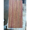 A 12x24 rectangular slab of rojo red vein-cut travertine stone with reddish-brown color and natural veining patterns polished and honed