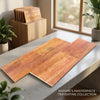 Warm-toned rojo red vein-cut filled polished honed travertine floor tiles with natural wood grain texture and orange-brown hues