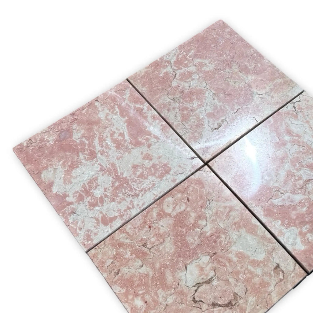 Pink marble tiles with white veining from Rosé Aurora Marble 12X12 Polished collection