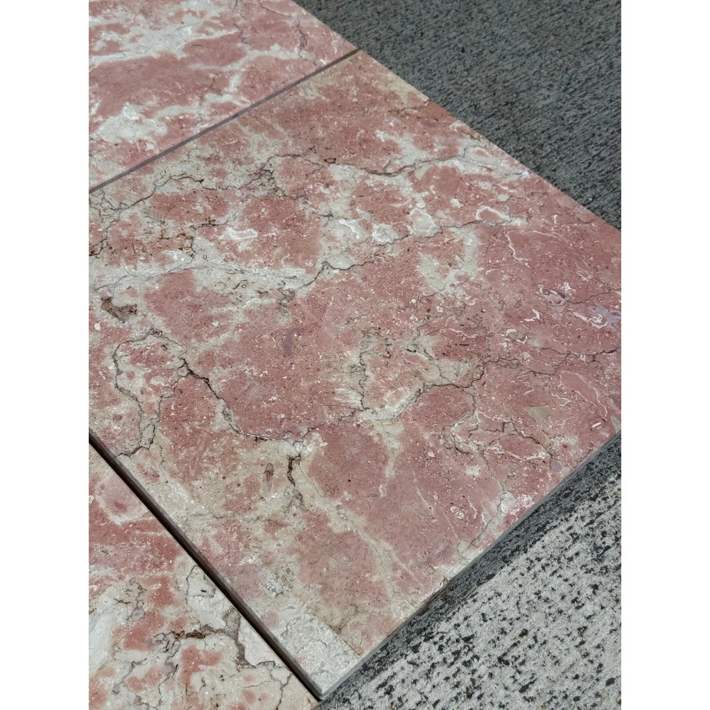 Pink marble tiles with white and gray veining in Rosé Aurora Marble 12X12 Polished product