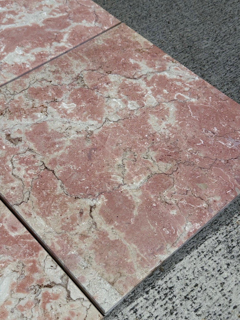 Pink marble tiles with white and gray veining in Rosé Aurora Marble 12X12 Polished product