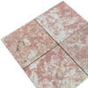 Set of four pink and white marble tiles with natural veining for Rosé Aurora Marble 12X12 Polished