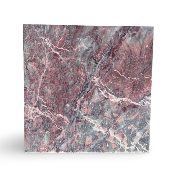 Rose quartz Rosetta Storm Marble coaster set, 12x12 polished pink gray veining