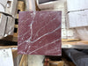 Rectangular Rosso Laguna Marble slab with red background and white gray veining