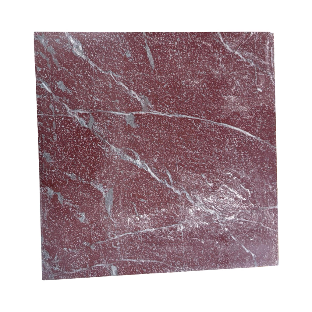 Rosso Laguna Marble square with dark red color and white gray veining