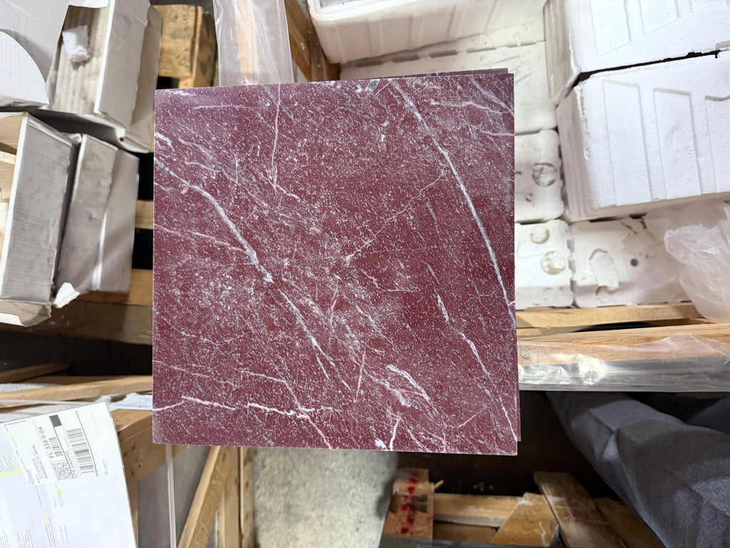 Deep red Rosso Laguna Marble slab with striking white veining for elegant surfaces