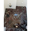 Shiny dark brown rosso levanto breccia vino marble tiles with white veining arranged in a diagonal 12x12 polished pattern
