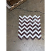 Rosso Levanto and Italian Statuary herringbone mosaic marble tile in polished honed alternating white and deep burgundy