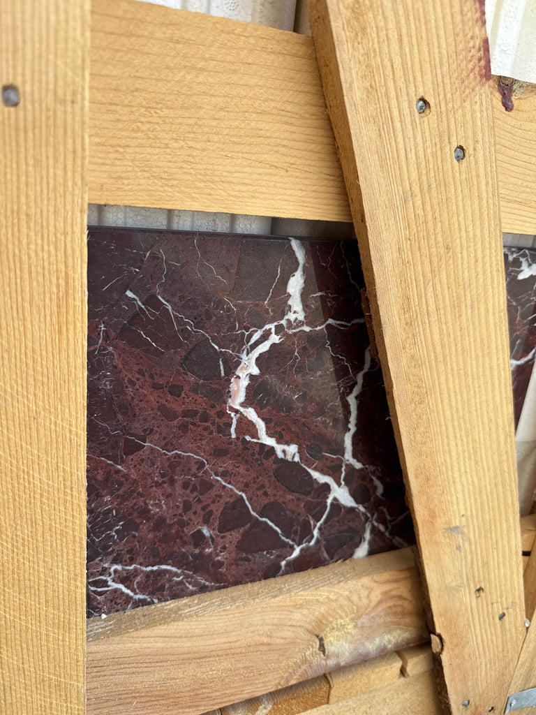 Rosso Levanto Marble 12X12 Polished Maroon tile with elegant white veining