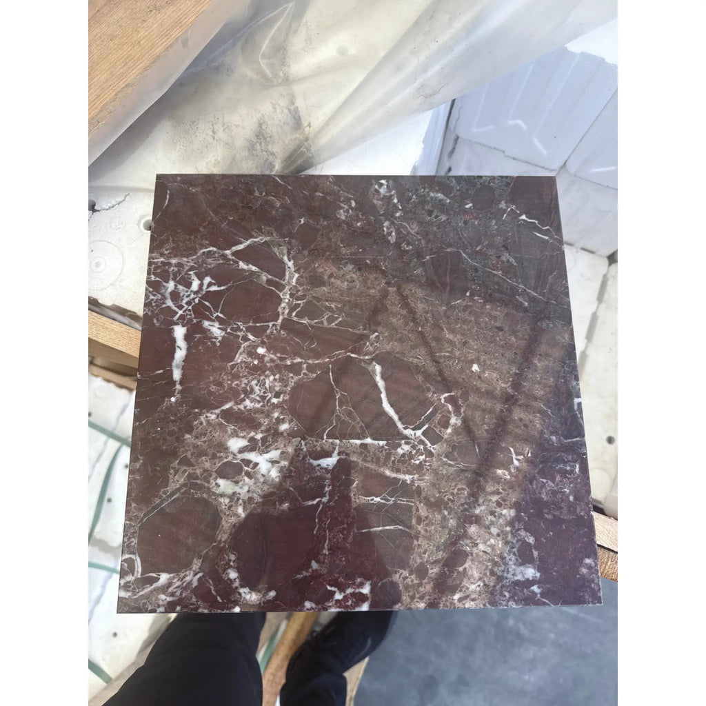 Square Rosso Levanto Marble 12X12 Polished tile featuring elegant white veining