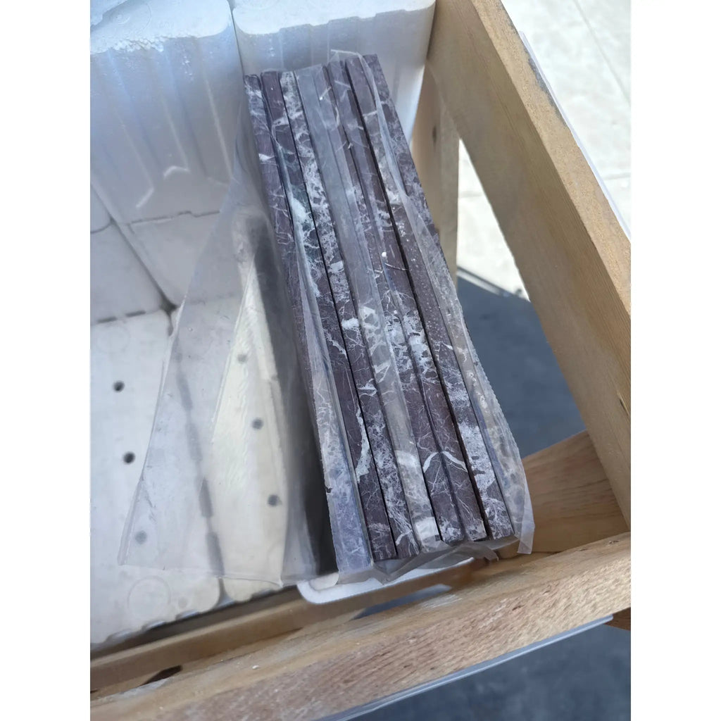 Stacked Rosso Levanto Marble 12X12 Polished tiles in plastic wrap for sale