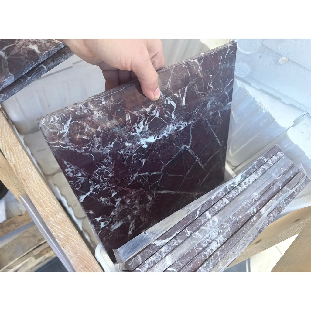 Polished Rosso Levanto Marble 12x12 tiles showcasing elegant surface finish