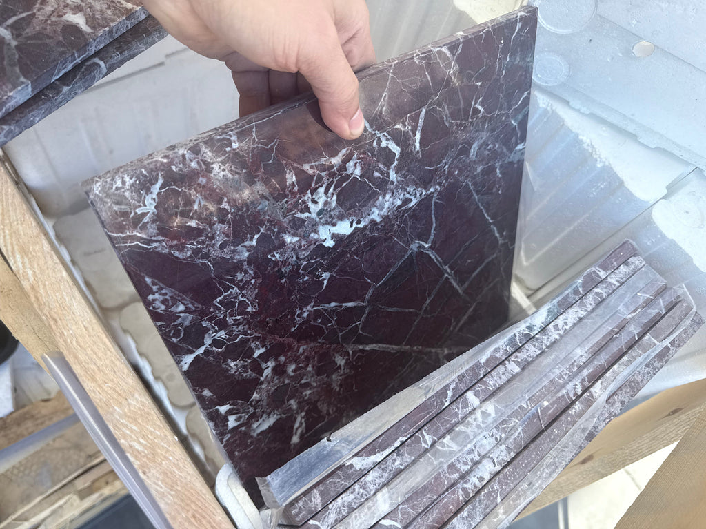Polished Rosso Levanto Marble 12x12 tiles showcasing elegant surface finish