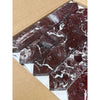 Polished Rosso Levanto picket mosaic marble tile with deep red stone and elegant white gray veining in geometric pattern