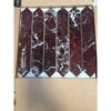 Polished Rosso Levanto picket mosaic marble tile with deep red marble and white veining
