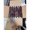 Polished Rosso Levanto picket mosaic marble tile in box, deep red with white veins