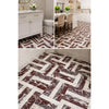 Elegant herringbone burgundy and white Rosso Levanto-Calacatta Viola marble tiles