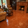 Polished orange rosso verona marble floor tiles with a glossy finish and natural veining in 12x12 size