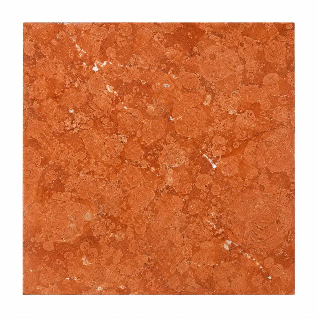 Rosso Verona Marble 12x12 honed-polished tile in orange terracotta with a speckled natural stone pattern