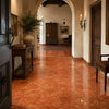 Polished rosso verona marble 12x12 floor tiles with warm earthy tones and natural terracotta veining